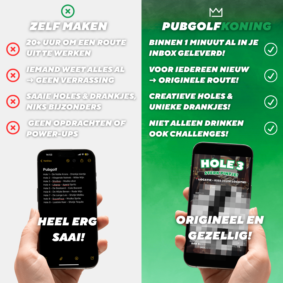 Pubgolf eigen stad - 6 of 9 Holes